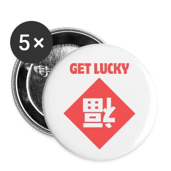 Get Lucky / Chinese Lucky charm (Fu dao) - Lot de 5 grands badges (56 mm) - blanc - Devant