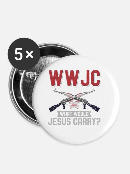 What Would Jesus Carry - Buttons groß 56 mm (5er Pack) - Weiß