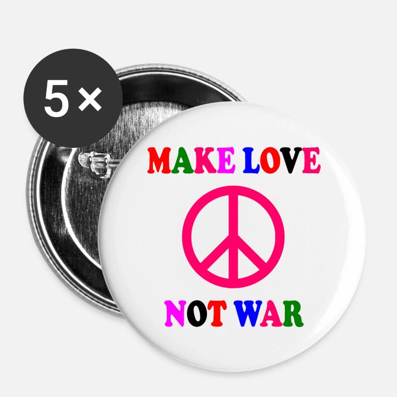 Make love not war - Buttons/Badges stor, 56 mm (5-pack) - hvid