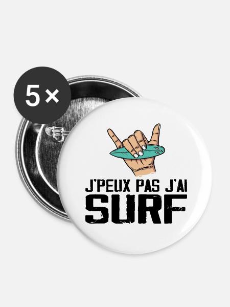 Ich kann nicht surfen - Buttons groß 56 mm (5er Pack) - Weiß