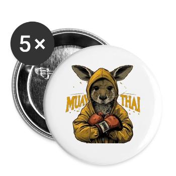 Urbaner Stil: Muay Thai Mode für Trendsetter - Buttons groß 56 mm (5er Pack) - Weiß - Vorne