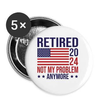 Im Ruhestand 2024 Ruhestand USA Amerikanische Flagge Retro - Buttons groß 56 mm (5er Pack) - Weiß - Vorne