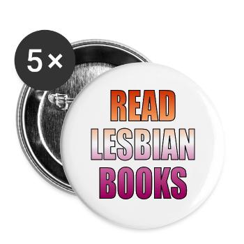Lesen Sie lesbische Bücher - Buttons groß 56 mm (5er Pack) - Weiß - Vorne
