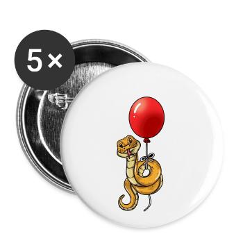 Funny snake snakes with balloon flickers - Buttons large 2.2''/56 mm (5-pack) - white - Front