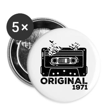 Year of birth 1971 Cassette 1971 Birthday 1971 - Buttons large 2.2''/56 mm (5-pack) - white - Front