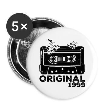 Année de naissance 1999 Cassette 1999 Anniversaire 1999 - Lot de 5 grands badges (56 mm) - blanc - Devant