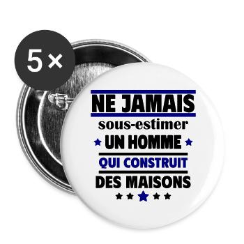 un homme qui construit des maisons - Lot de 5 grands badges (56 mm) - blanc - Devant