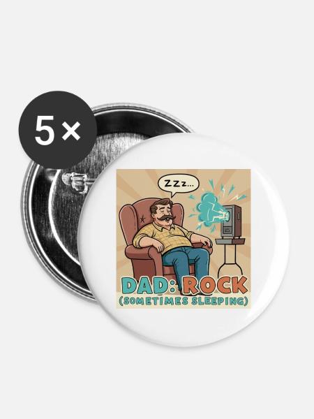 Papa: Fels - Buttons groß 56 mm (5er Pack) - Weiß