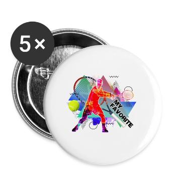 tennis - Lot de 5 grands badges (56 mm) - blanc - Devant