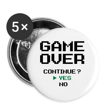 Game Over - Buttons groß 56 mm (5er Pack) - Weiß - Vorne