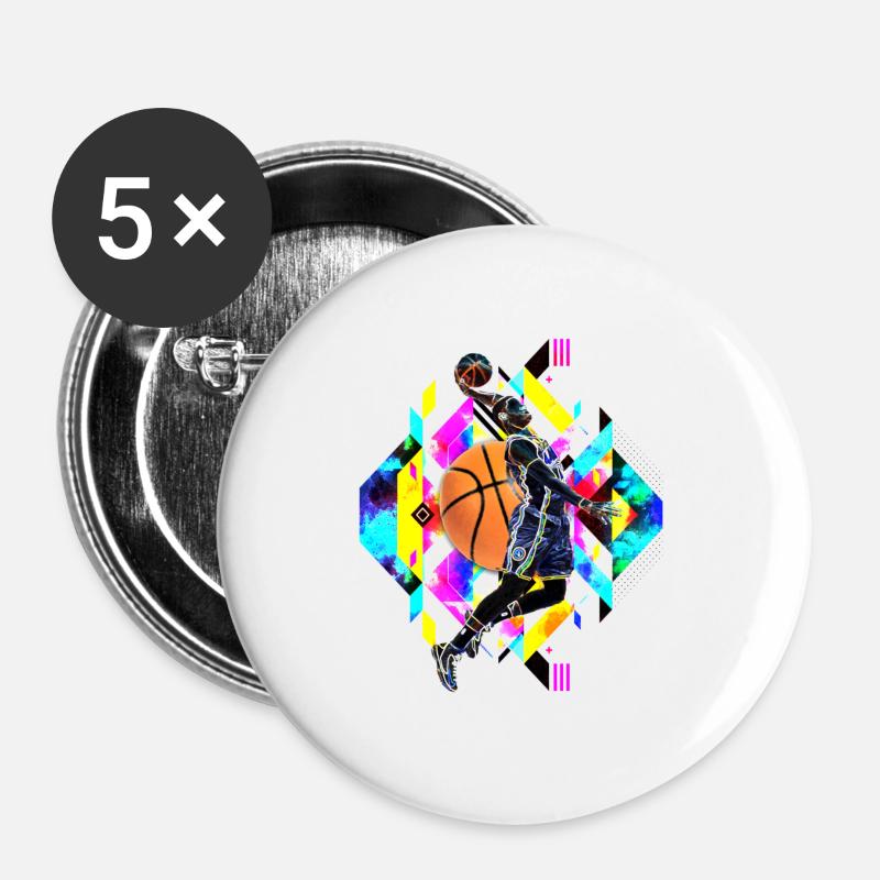 basketball - Buttons large 2.2''/56 mm (5-pack) - white