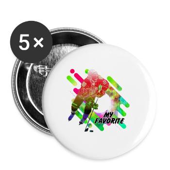 icehockey5 - Lot de 5 grands badges (56 mm) - blanc - Devant