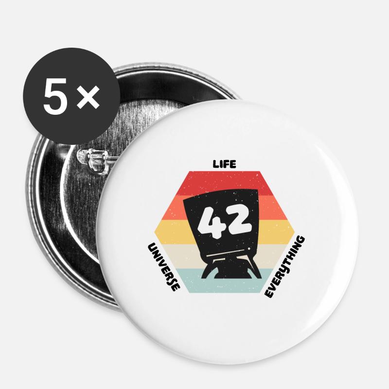 Antwort 42 - Buttons groß 56 mm (5er Pack) - Weiß