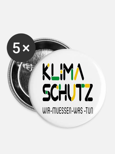 Klimaschutz - Buttons groß 56 mm (5er Pack) - Weiß