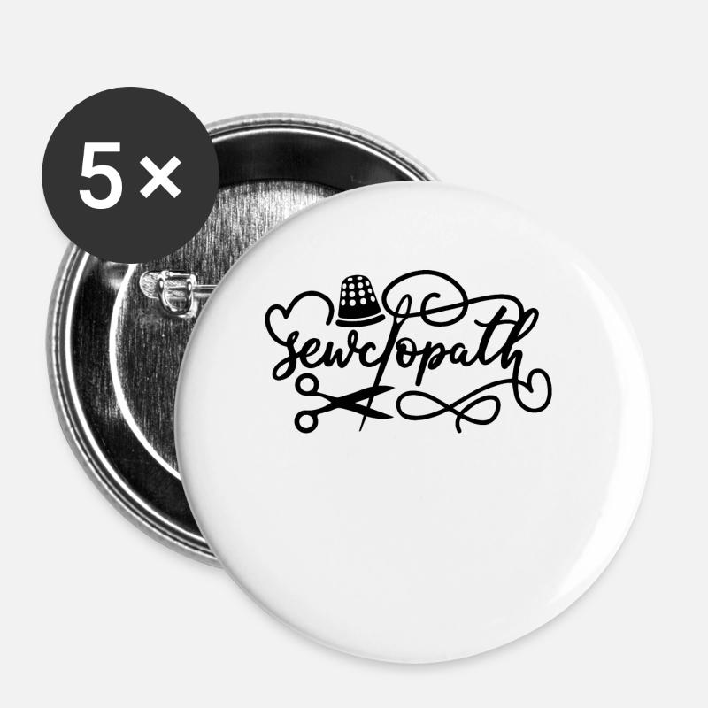 Couture Sewciopath Sewer Cool Gift - Lot de 5 grands badges (56 mm) - blanc