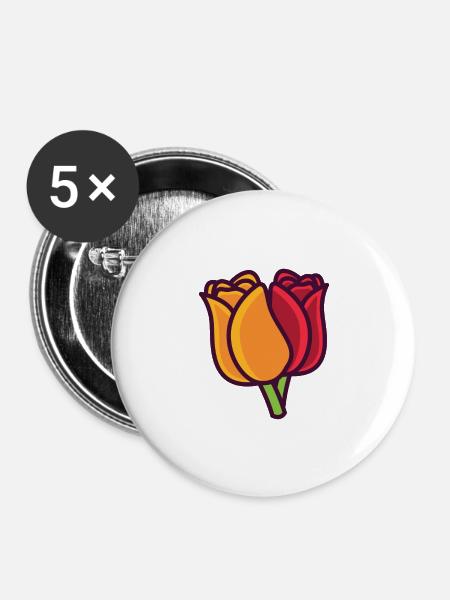 Tulpe - Buttons groß 56 mm (5er Pack) - Weiß