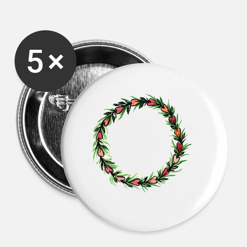 Blumenkranz Herz Blume - Buttons groß 56 mm (5er Pack) - Weiß