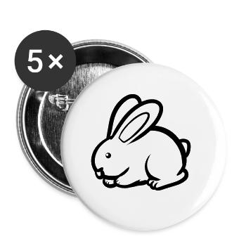 Cooler Hase - Buttons groß 56 mm (5er Pack) - Weiß - Vorne