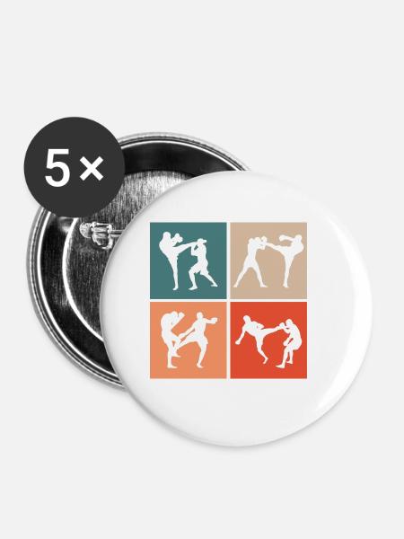 kickboxen kickboxer - Buttons groß 56 mm (5er Pack) - Weiß