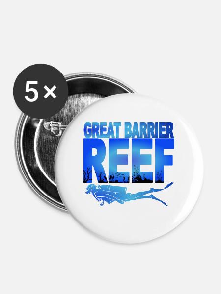 GREAT BARRIER REEF - Taucher - Buttons groß 56 mm (5er Pack) - Weiß