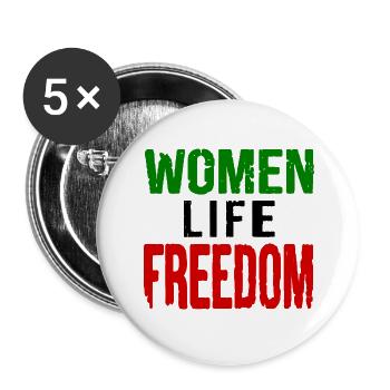 Women life freedom iran - Buttons large 2.2''/56 mm (5-pack) - white - Front