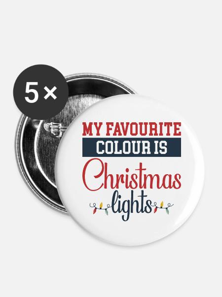 Weihnachtsdesign mit Lichtern - Buttons groß 56 mm (5er Pack) - Weiß