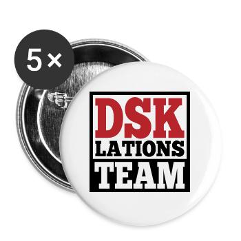 Deeskalationsteam DSKlations Team Farben änderbar - Buttons groß 56 mm (5er Pack) - Weiß - Vorne