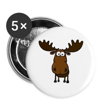 Lustiger depperter Elch - Buttons groß 56 mm (5er Pack) - Weiß - Vorne