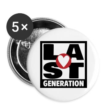 Dernière génération | Les couleurs peuvent être changées - Lot de 5 grands badges (56 mm) - blanc - Devant