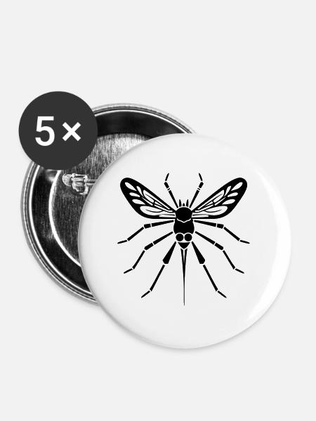 Mücke - Buttons groß 56 mm (5er Pack) - Weiß