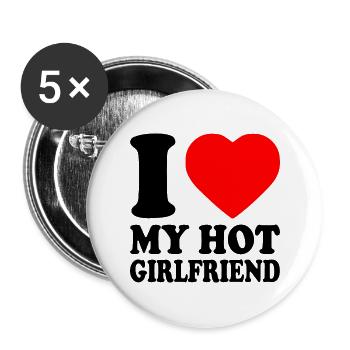 I love my girlfriend - Buttons large 2.2''/56 mm (5-pack) - white - Front