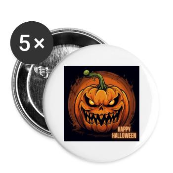 Joyeuse citrouille d’Halloween - Lot de 5 grands badges (56 mm) - blanc - Devant