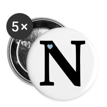 Buchstabe N Anfangsbuchstabe - Buttons groß 56 mm (5er Pack) - Weiß - Vorne