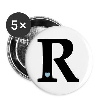 Letter R Initial Letter - Buttons large 2.2''/56 mm (5-pack) - white - Front