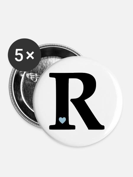 Letter R Initial Letter - Buttons large 2.2''/56 mm (5-pack) - white