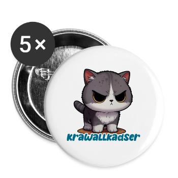 Krawallkadser! Harmlos, witzig, mit Lächelgaratie - Buttons groß 56 mm (5er Pack) - Weiß - Vorne