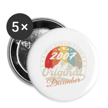 Vintage Cadeau D'anniversaire - Décembre 2007 - Lot de 5 grands badges (56 mm) - blanc - Devant