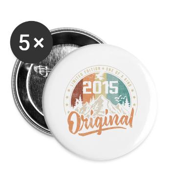 Original 2015 Retro Geburtstagsgeschenk geboren im Jahr 2015 - Buttons groß 56 mm (5er Pack) - Weiß - Vorne