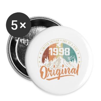 Original 1998 Retro Geburtstagsgeschenk Geboren 1998 - Buttons groß 56 mm (5er Pack) - Weiß - Vorne