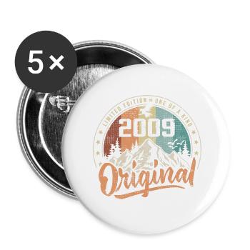 Original 2009 Retro Birthday Gift Born in 2009 - Buttons large 2.2''/56 mm (5-pack) - white - Front
