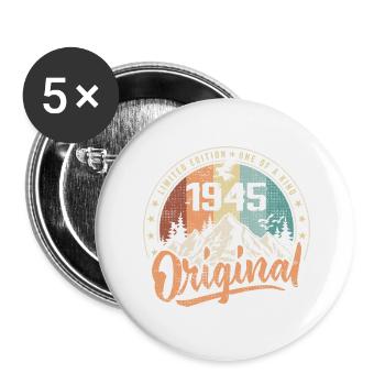 Original 1945 Retro Birthday Gift Born in 1945 - Buttons large 2.2''/56 mm (5-pack) - white - Front