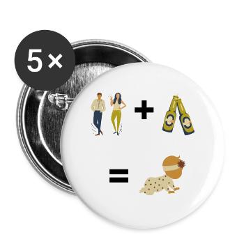 Drinking | Booze | Party | Baby | Funny| Carnival - Buttons large 2.2''/56 mm (5-pack) - white - Front