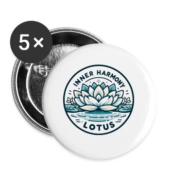 Inner Harmony Lotus - Heiteres Wasser- und Blumendesign - Buttons groß 56 mm (5er Pack) - Weiß - Vorne