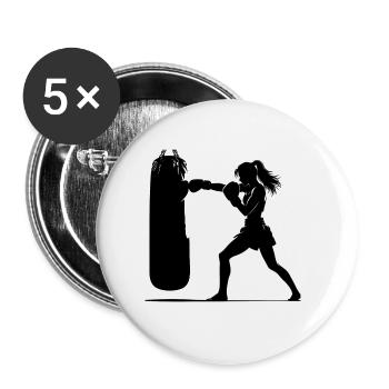 Muay Thaï Fille - Lot de 5 grands badges (56 mm) - blanc - Devant