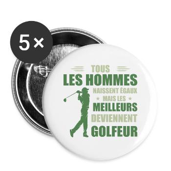 Equally Better Men Become Golfers - Buttons large 2.2''/56 mm (5-pack) - white - Front