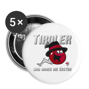 Tiroler sind immer die Ersten - Buttons groß 56 mm (5er Pack) - Weiß - Vorne