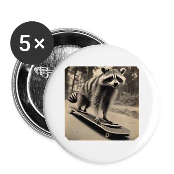 Waschbär / Tier / Foto / Wild / lustig / Räuber - Buttons groß 56 mm (5er Pack) - Weiß - Vorne