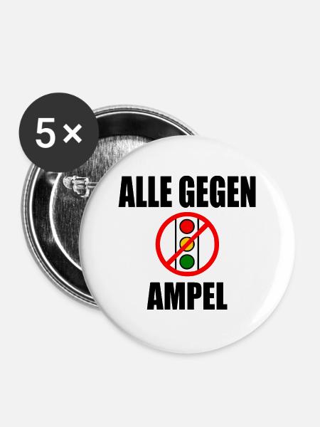 Alle gegen ampel - Buttons groß 56 mm (5er Pack) - Weiß