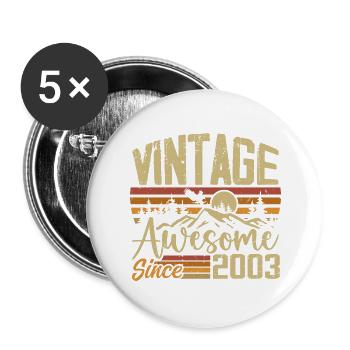 Jahrgang 2003 Retro Geburtstagsgeschenk 2003 - Buttons groß 56 mm (5er Pack) - Weiß - Vorne