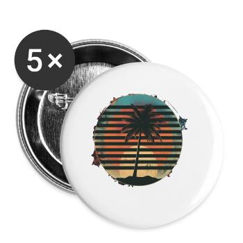 Sunset Palms Silhouette Rétro 80's Vintage 3 - Lot de 5 grands badges (56 mm) - blanc - Devant